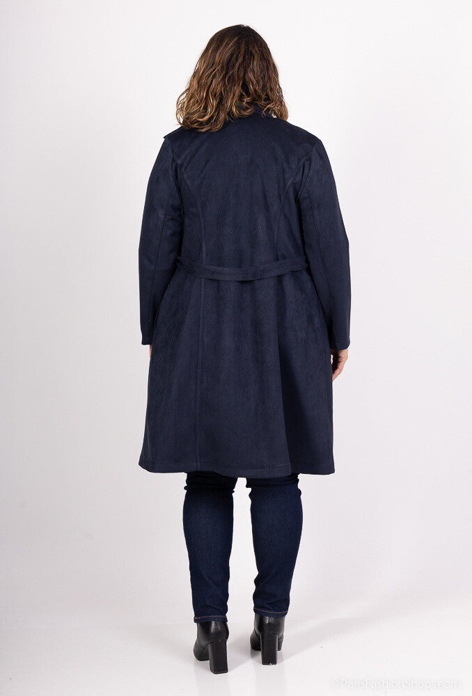 Plus Size Lång Suede Jacka