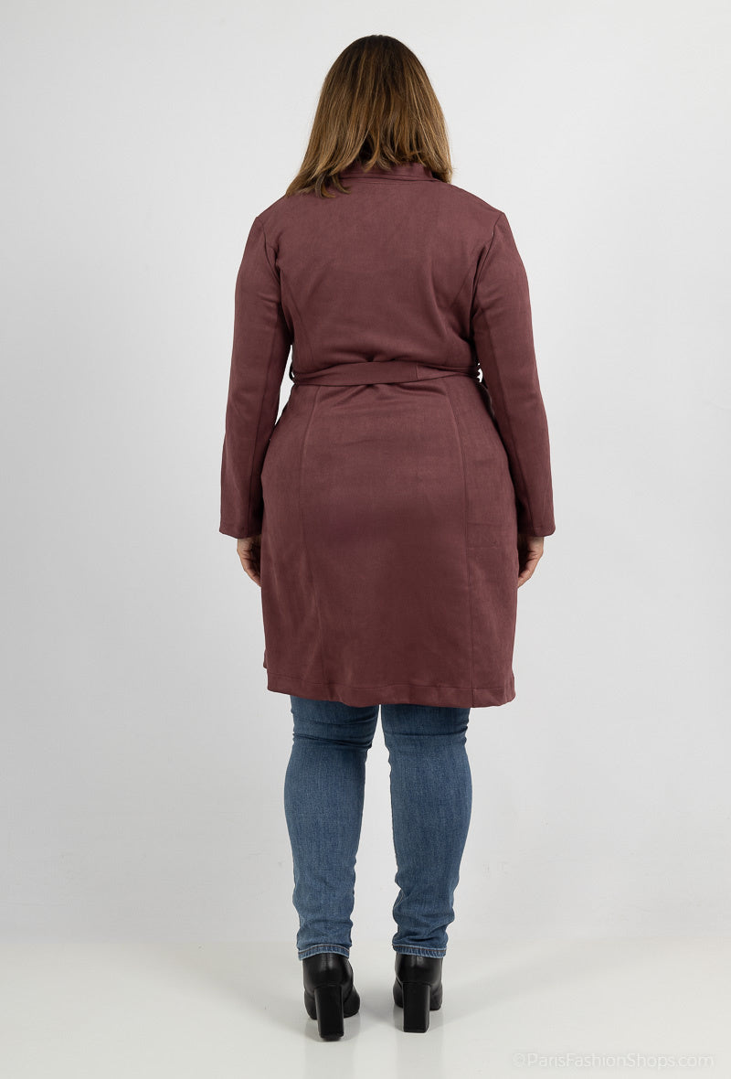 Plus Size Lång Suede Jacka