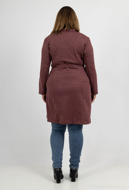 Plus Size Lång Suede Jacka