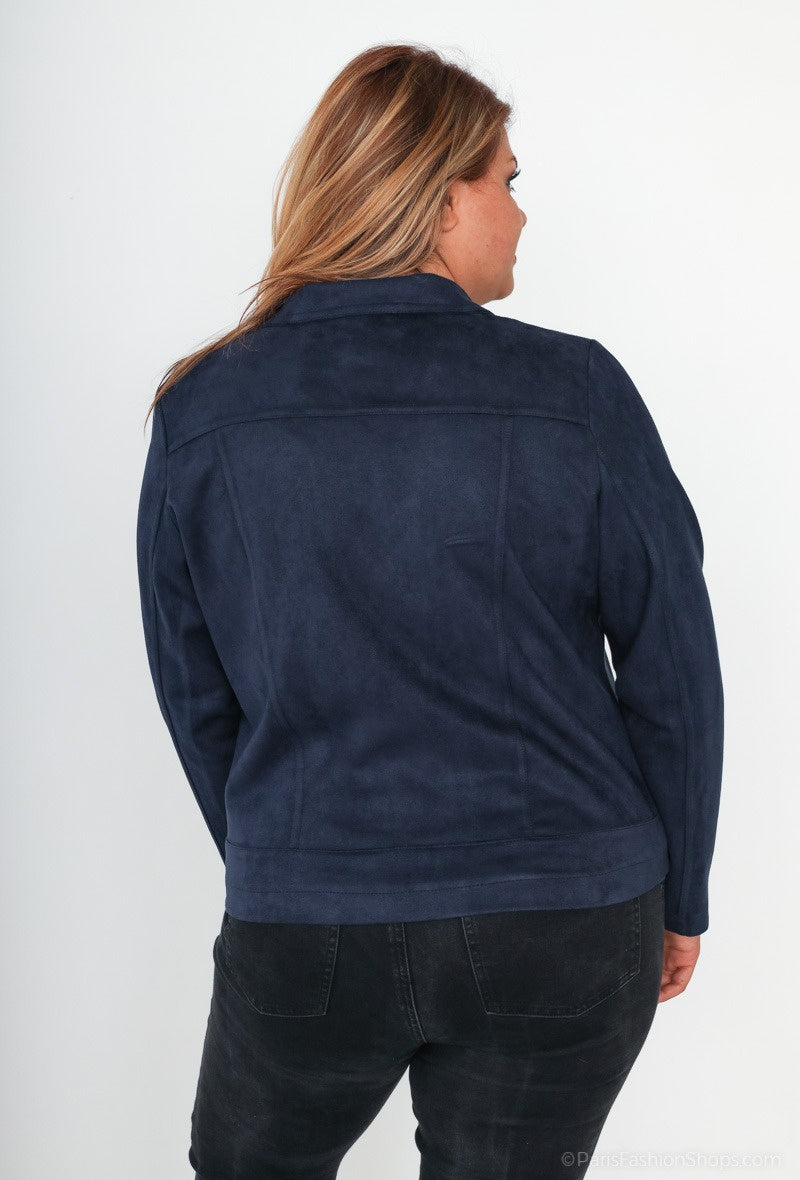 Faux Suede Bikerjacka i Stor Storlek